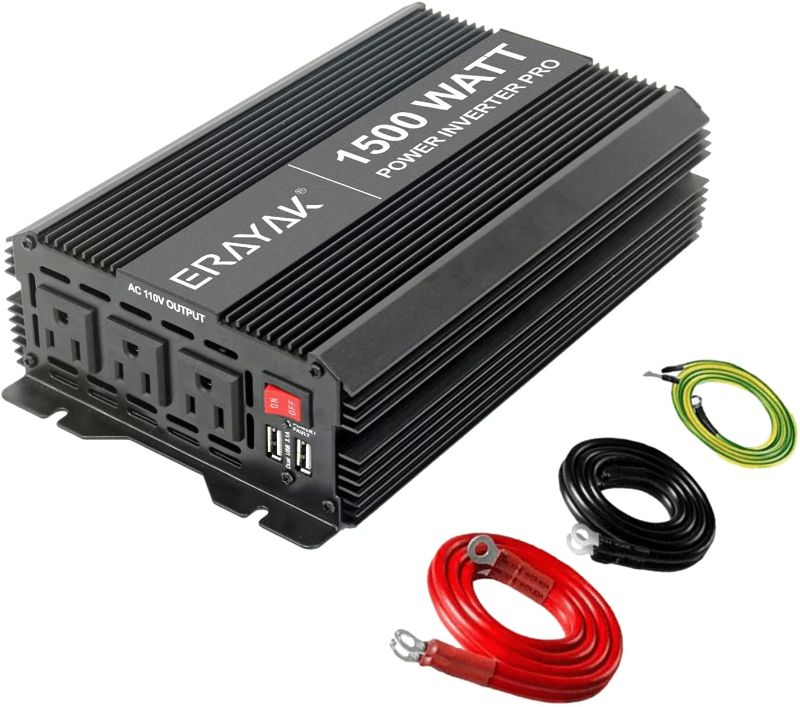 Photo 1 of 1500W Power Inverter for Car 12V DC to 110V AC Converter with 6.2A Dual USB Ports TUV Approved 3000 Watts Peak Featuring