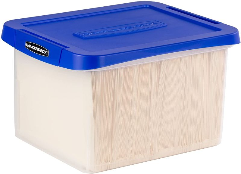 Photo 1 of Bankers Box Heavy Duty Plastic File Storage Box with Hanging Rails, Letter/Legal, 1 Pack (0086205)