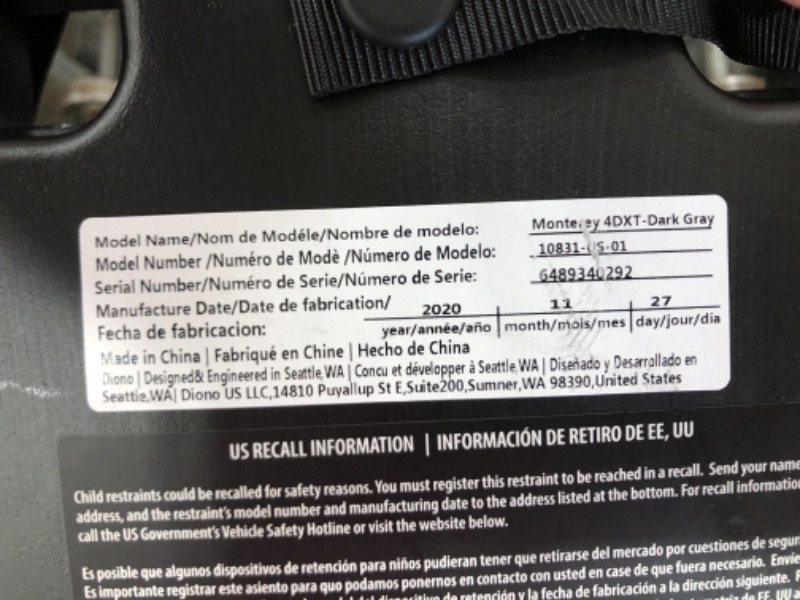 Photo 4 of Diono Monterey 4DXT Latch, 2-in-1 Belt Positioning Forward Facing Booster Seat, High Back Booster Mode with Expandable Height, Width, 4-Layers of Protection, 8 Years 1 Booster, Grey Dark