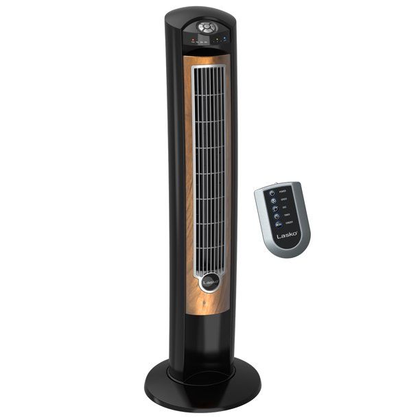 Photo 1 of Lasko 42" Wind Curve 3-Speed Tower Fan with Fresh Air Ionizer and Remote, T42950, Black/Woodgrain

//MAJOR DAMAGE WITH POWER BUTTON STUCK/BROKEN, PARTS ONLY 