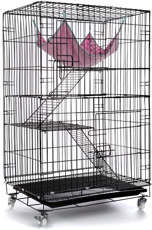 Photo 1 of AVEEN 3-Tier Cat Cage Playpen Box Kennel Crate with 2 Front Doors & Free Hammock for Ferret Guinea Pig Chinchilla Squirrel Rabbit - 40 x 24 x 17 Inches
