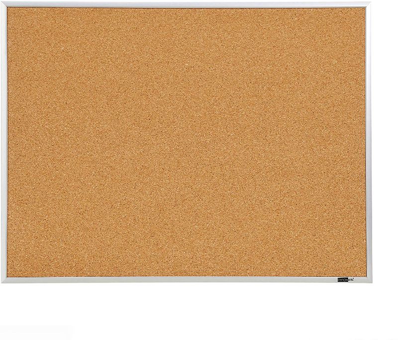 Photo 1 of INNOVART Cork Bulletin Board 36" X 24" with 10 Push Pins, Corkboard with Aluminum Frame, Cork Notice Board for Home, Office, School
