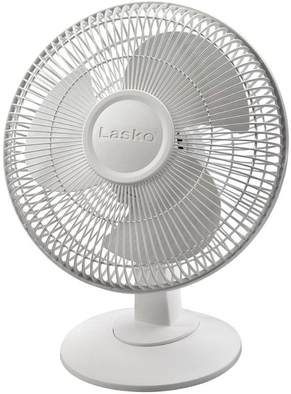 Photo 1 of Lasko 12" 3-Speed Oscillating Table Fan with Tilt-back, Model 2012, White
