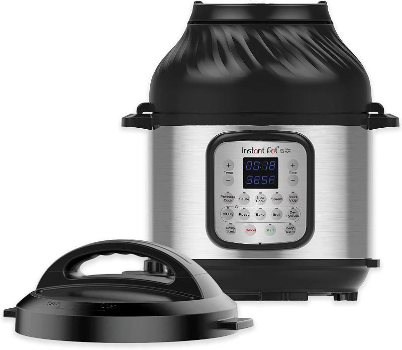 Photo 1 of Instant Pot Duo Crisp 11-in-1 Electric Pressure Cooker with Air Fryer Lid, 6 Quart Stainless Steel/Black, Air Fry, Roast, Bake, Dehydrate, Slow Cook, Rice Cooker, Steamer, Sauté

//TESTED AND FUNCTIONAL 