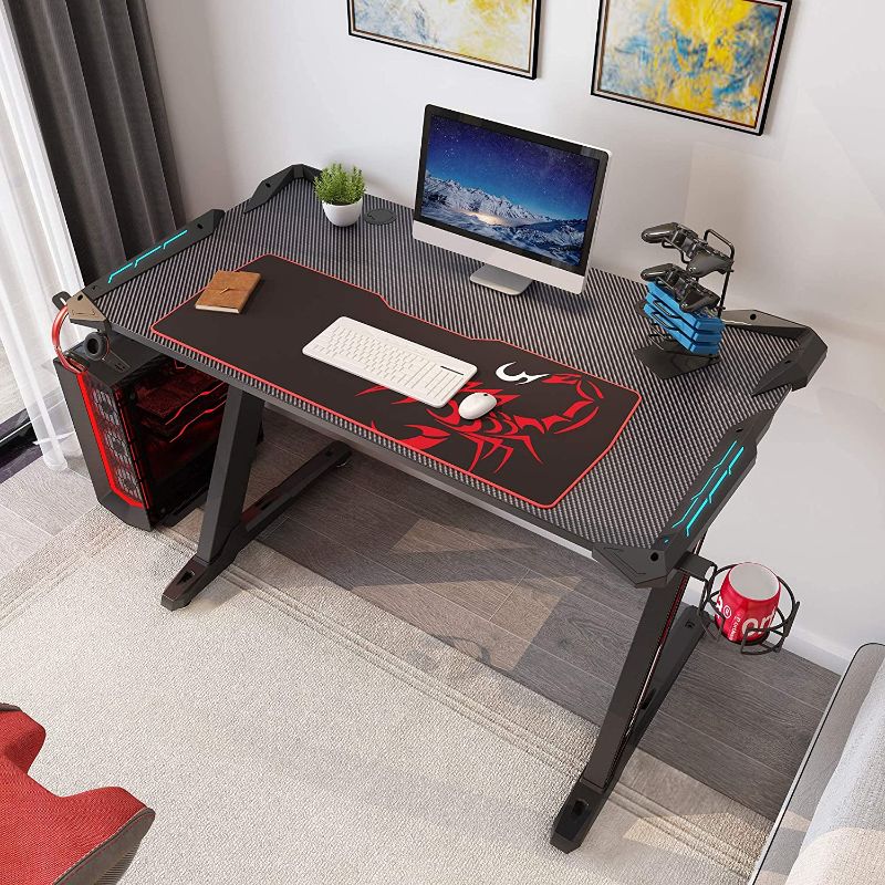 Photo 1 of  Gaming Desk , 44.5 inch Computer Desk Z-Shaped with, Handle Rack, Cup Holder, 
