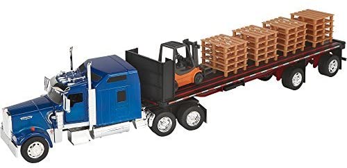 Photo 1 of Die-Cast Truck Replica - Kenworth W900 Flatbed with Forklift, 1:32 Scale, Model# SS10263A
