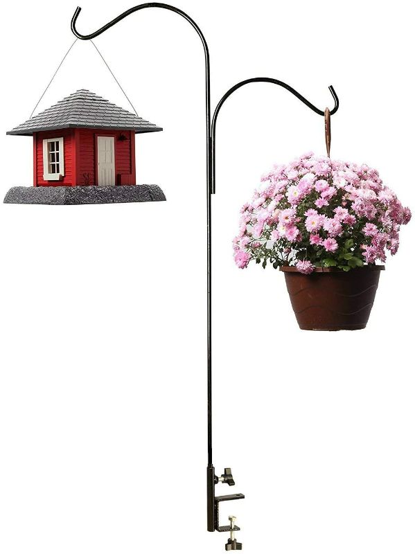 Photo 1 of Ashman Double Span Black Deck Hook, Made of Premium Metal, Super Strong with 46-Inch Length and ideal for Bird Feeders, Plant Hangers, Coconut Shell Hanging Baskets, Lanterns and Wind Chimes and more!
