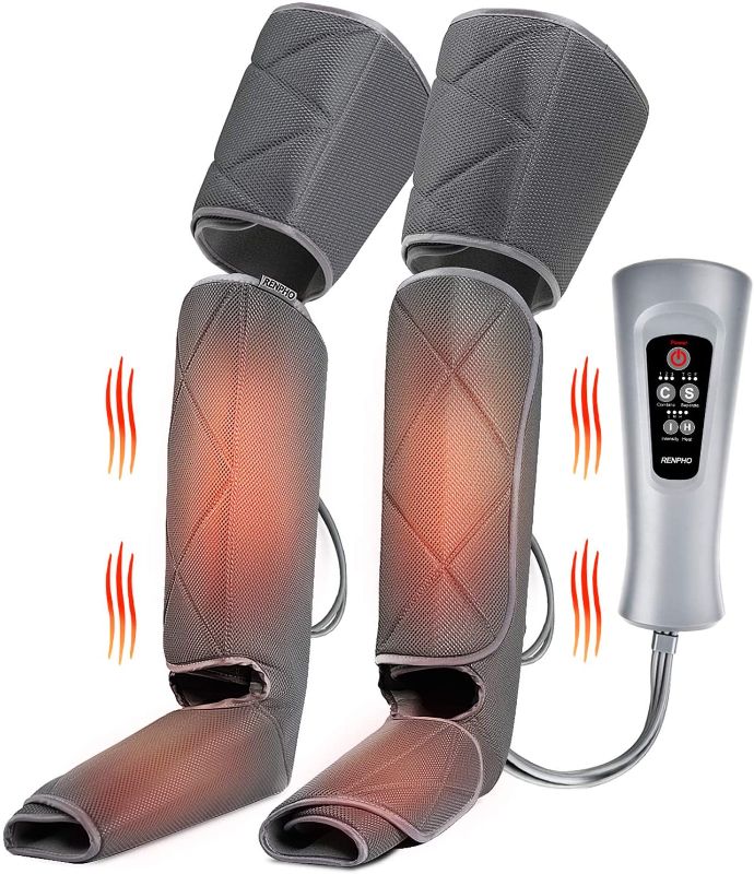 Photo 1 of RENPHO Leg Massager with Heat for Circulation, Air Compression Calf Thigh Foot Massage, Adjustable Wraps Design, with 6 Modes 3 Intensities 2 Heat, Gifts for Muscles Relaxation
