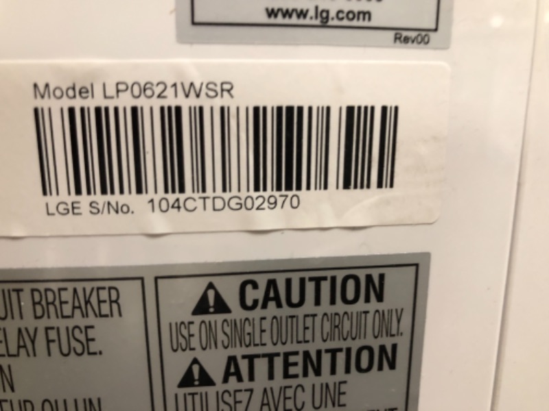 Photo 3 of LG 6,000 BTU (DOE) / 8,000 BTU (ASHRAE) Portable Air Conditioner, Cools 250 Sq.Ft. (10' x 25' room size), Quiet Operation, LCD Remote, Window Installation Kit Included, 115V

