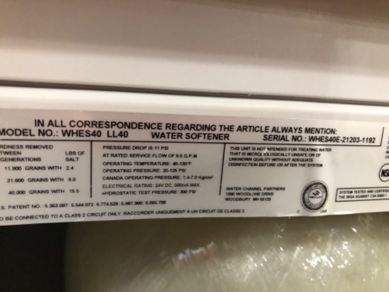 Photo 4 of Whirlpool WHES40E 40,000 Grain Water Softener-Built in USA-Salt Saving Technology-NSF Certified, Off-White
