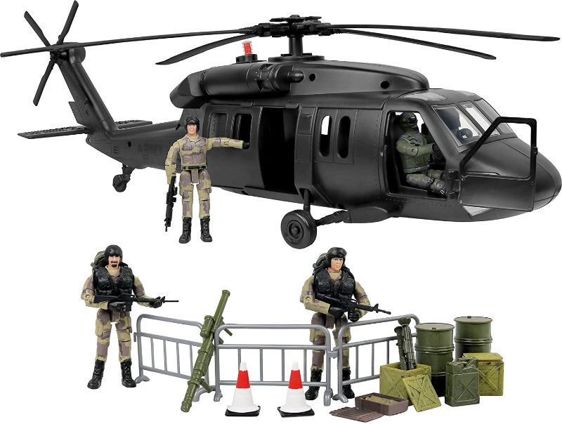 Photo 1 of Click N' Play Military Black Hawk Attack Combat Helicopter 30Piece Play Set with Accessories
