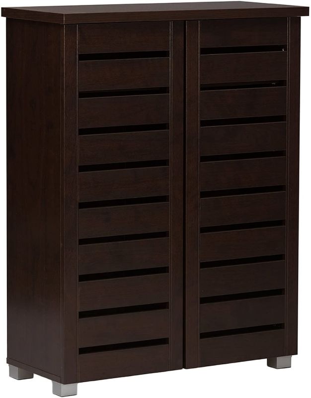 Photo 1 of Adalwin Modern and Contemporary 2-Door Wooden Entryway Shoes Storage Cabinet - Dark Brown - Baxton Studio