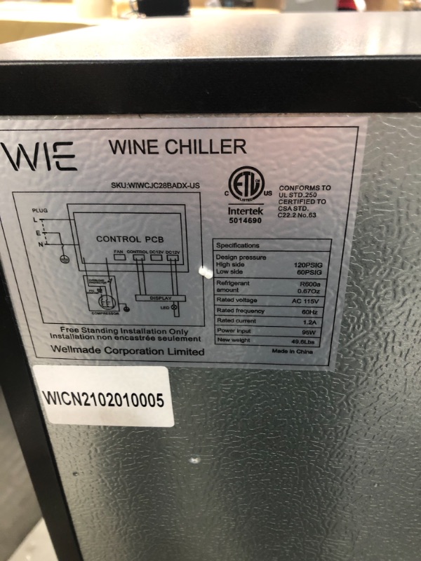 Photo 4 of WIE 28 Bottle Wine Cooler Refrigerator Compressor Wine Fridge for Home Freestanding Wine Cellars White Red Digital Control Auto-Defrost Double-layer Glass Door 41°F-64°F Cooling Wine Refrigerator
