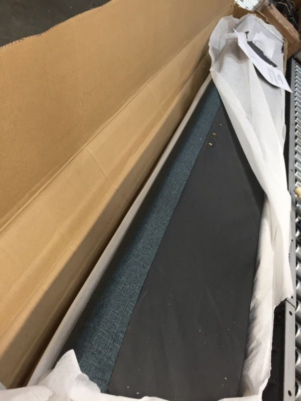 Photo 1 of ***HEADBOARD SLIGHTLY DAMAGED*** Life Home Premiere Classics Cloth Charcoal Blue Linen 51" Tall Headboard Platform Bed with Slats Queen - Complete Bed 5 Year Warranty Included 007