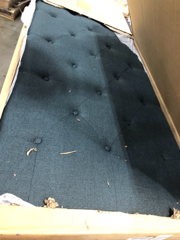 Photo 2 of ***HEADBOARD SLIGHTLY DAMAGED*** Life Home Premiere Classics Cloth Charcoal Blue Linen 51" Tall Headboard Platform Bed with Slats Queen - Complete Bed 5 Year Warranty Included 007