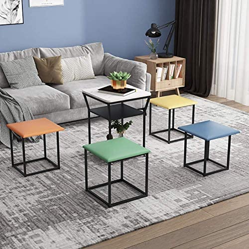 Photo 1 of Arcwares Living Room Tray Table Set of 4 Nesting Coffee Table & End Tables Occasional Sets with 4 Soft Side Stools,Vintage Utility Furniture for Home Office