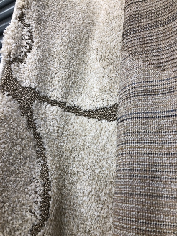Photo 1 of 6'7"x6'7" Abstract Shag/Flokati Loomed Square Area Rug Cream/Beige - Safavieh