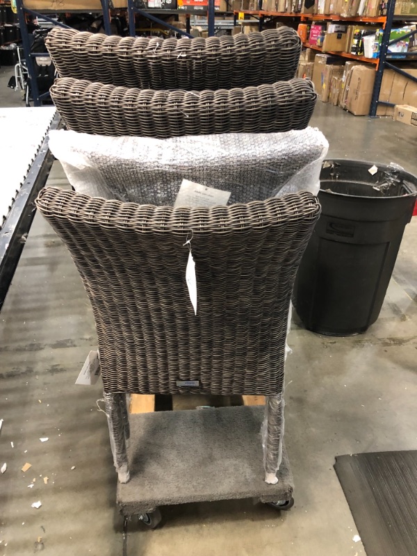 Photo 1 of Atlantic Patio Atlantic Bari 4-Piece Patio Stackable Chairs Set Wicker | Ideal for Outdoors and Indoors, Beige/Gray
