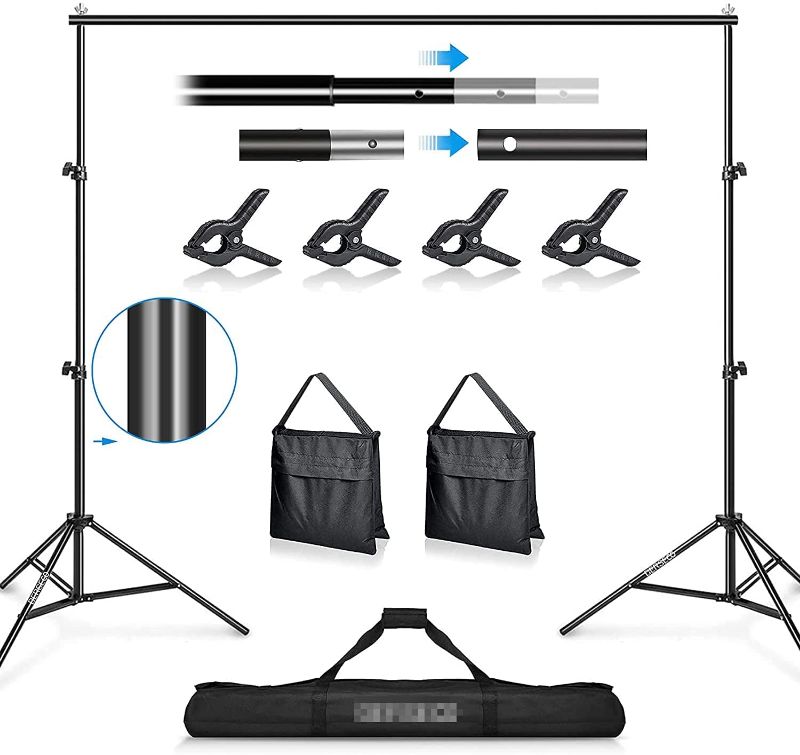 Photo 1 of 10FT Backdrop Stand Heavy Duty Photo Video Studio Background Support System DERSECO Adjustable Backdrop Kit with Carry Bag, Sandbags for Photography, Parties, Wedding, Game Video etc.
