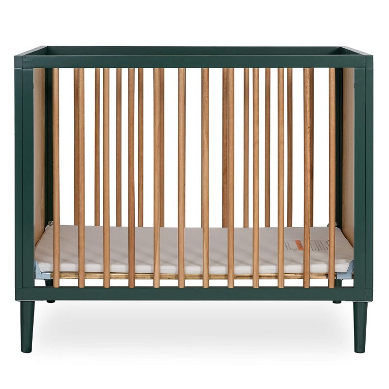 Photo 1 of Dream On Me Lucas Mini Modern Crib with Rounded Spindles I Convertible Crib I Mid- Century Meets Modern I Portable Crib
