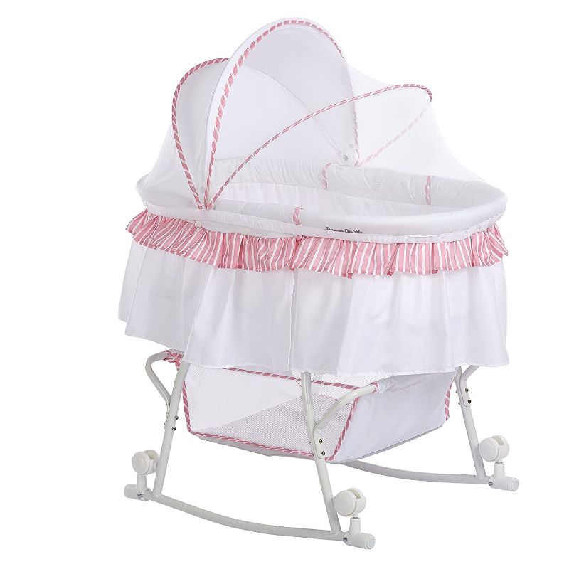 Photo 1 of Dream On Me Lacy Portable 2-in-1 Bassinet, Pink/White
