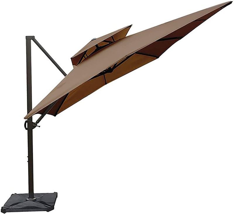 Photo 1 of Abba Patio 9 x 12 ft Extra Wide Rectangular Cantilever Umbrella with Easy Tilt & Cross Base, for Garden, Backyard, Pool and Deck, Mocca