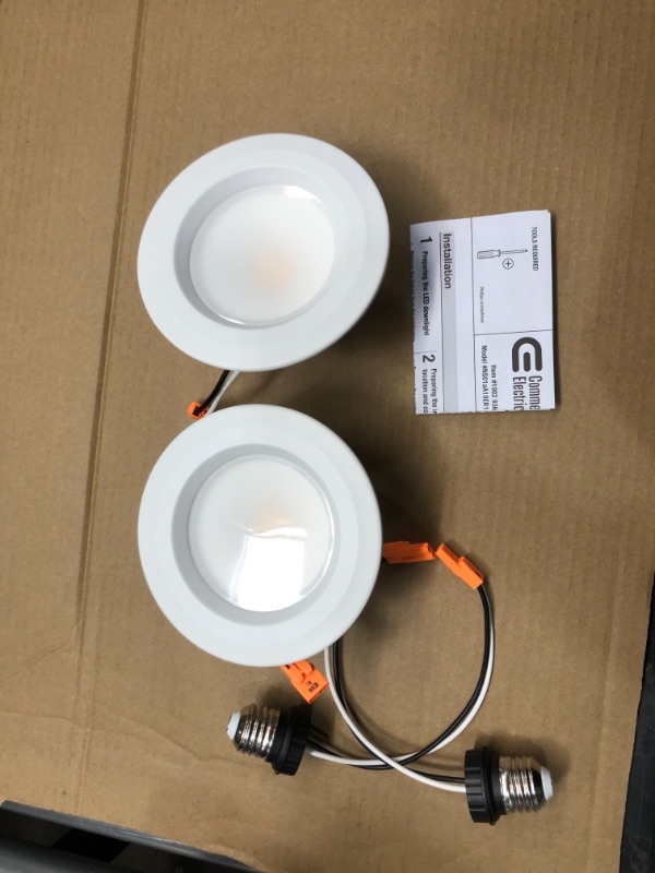 Photo 1 of 2PCK Commercial Electric 4in. Matte White Integrated LED Recessed Trim
