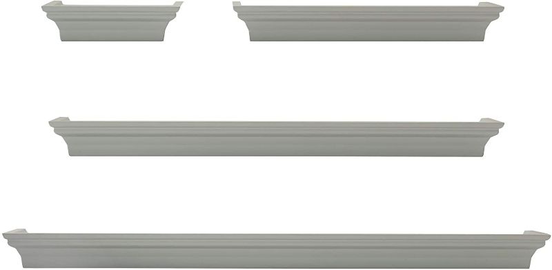 Photo 1 of Melannco Floating Wall Shelves for Bedroom, Living Room, Bathroom, Kitchen, Nursery, Set of 4, Gray, 4 Count