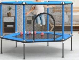 Photo 1 of 5 ft. Round Backyard Trampoline with Safety Enclosure Outdoor Indoor