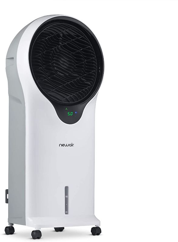 Photo 1 of NewAir Evaporative Air Cooler and Portable Cooling Fan in White, 470 CFM with CycloneCirculationTM and Energy Efficient Eco-Friendly Cooling, 3 Fan Speeds, 3 Modes, 7.5 Hr Timer and 1.45 Gallon Removable Water Tank
