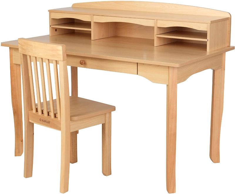 Photo 1 of KidKraft Avalon Wooden Children's Desk with Hutch, Chair and Storage - Natural, Gift for Ages 5-10
