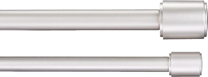 Photo 1 of Amazon Basics 1" Double Curtain Rod with Cap Finials - 72" to 144", Nickel
