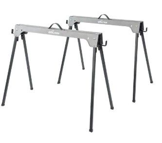 Photo 1 of 29 in. H Metal Folding Sawhorse with 1,100 lbs. Load Capacity Per Horse (2-Pack)
