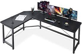 Photo 1 of Coleshome L Shaped Desk, 51" Home Office Corner Desk with Shelf, Gaming Computer Desk with Monitor Stand, PC Table Workstation with Shelf, Black
