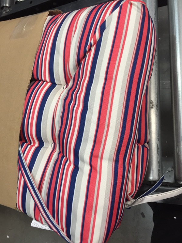 Photo 2 of **NOT Exact stock item, photo for reference**
AAAAACCESSORIES WICKER SEAT CUSHION PINK AND BLUE STRIPES