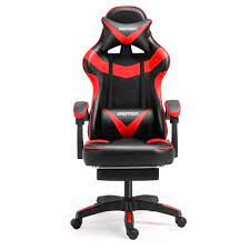 Photo 1 of Gaming Chair Racing Office Computer Ergonomic Video Game Chair Backrest and Seat Height Adjustable Swivel Recliner with Headrest and Lumbar Pillow Esports Chair (Black + Red)
