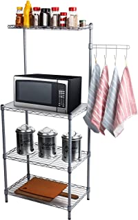 Photo 1 of Mind Reader 3 Tier Microwave Shelf Counter Unit with Hooks, Silver