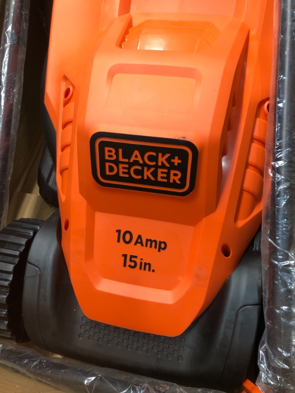 Photo 4 of BLACK+DECKER Electric Lawn Mower with Bike Handle, 15-Inch, 10-Amp, Corded (BEMW472BH)
