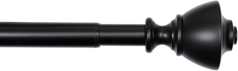 Photo 1 of Amazon Basics 1-Inch Wall Curtain Rod with Urn Finials, 36 to 72 Inch, Black
