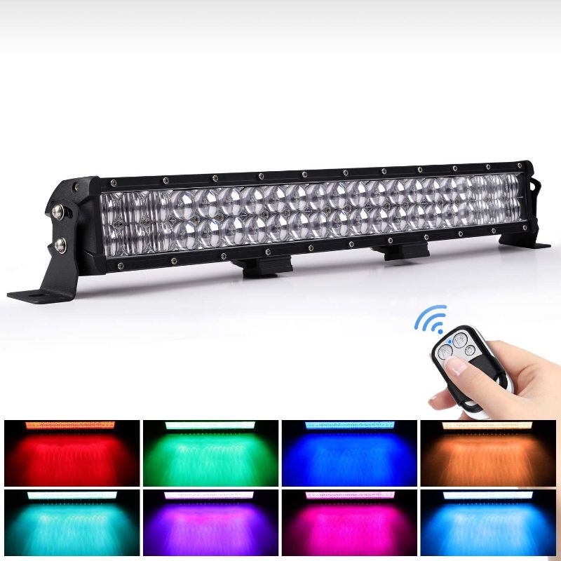 Photo 1 of WEISIJI LED Light Bar 20inch 252W Straight 6000K Spot Flood Beam RGB LED Work Light Bar Compatible with LED Driving Light for Offroad Truck ATV SUV 4WD Pickup Boat Remote Control
