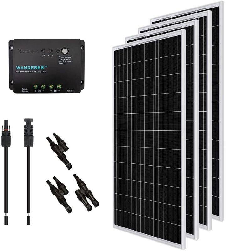 Photo 1 of Renogy 400 Watt 12 Volt Monocrystalline Solar Panel, 400W PWM, Bundle Kit with 30A Negative ground Charge Controller
