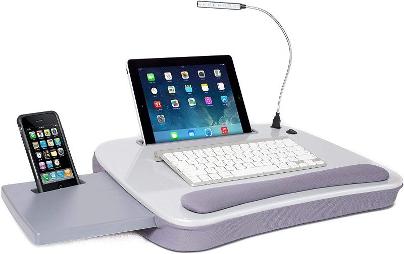 Photo 1 of Sofia + Sam Multi Tasking Memory Foam Lap Desk with USB Light (Silver) - Supports Laptops Up to 15 Inches
