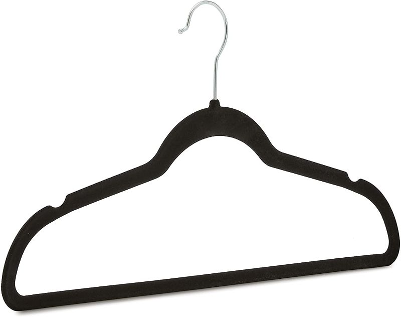 Photo 1 of Amazon Basics Slim, Velvet, Non-Slip Suit Clothes Hangers, Black/Silver - Pack of 50
