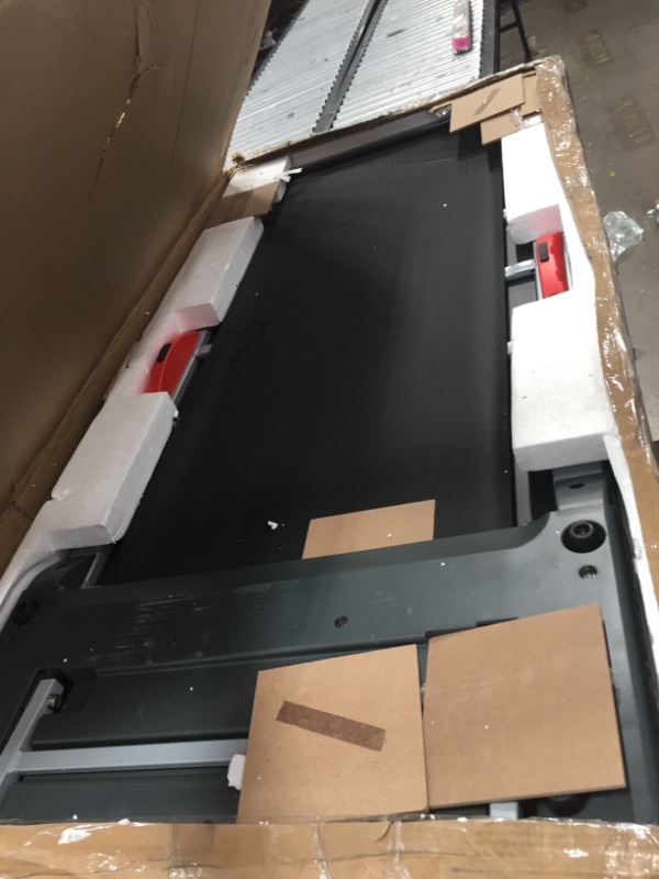 Photo 2 of Sunny Health & Fitness No Assembly Motorized Folding Running Treadmill, 20" Wide Belt, Flat Folding & Low Profile for Portability with Speakers for USB and AUX Audio Connection - Strider, SF-T7718

//MINOR COSMETIC DAMAGE 
