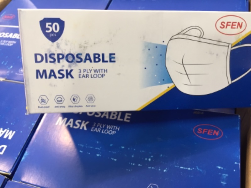 Photo 7 of 2000 PCS Wholesale Bulk Disposable Face Masks Blue (40 Boxes, 50pcs/Box), 3-Layers
