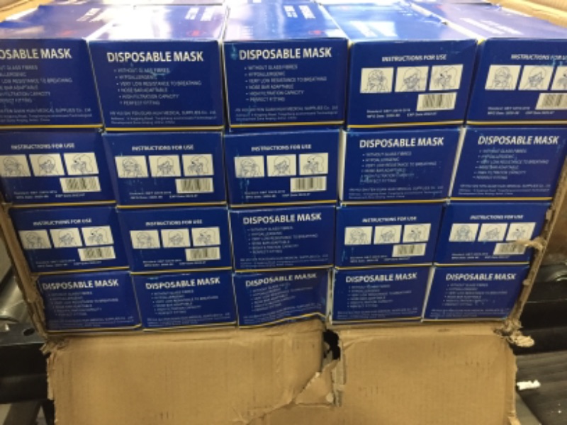 Photo 6 of 2000 PCS Wholesale Bulk Disposable Face Masks Blue (40 Boxes, 50pcs/Box), 3-Layers
