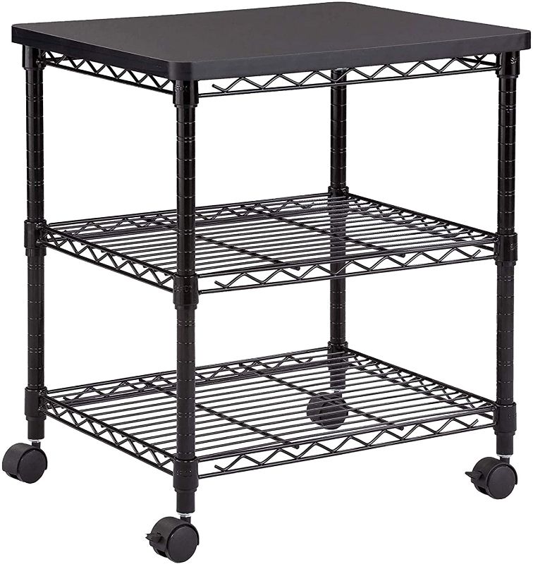 Photo 1 of 17' X 48" Deskside Wire Machine Stand 5207BL, Holds up to 200 lbs.,Black