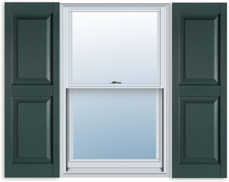 Photo 1 of 15 Inch x 47 Inch Standard Raised Panel Exterior Vinyl Shutter, Heritage Green (Pair)
