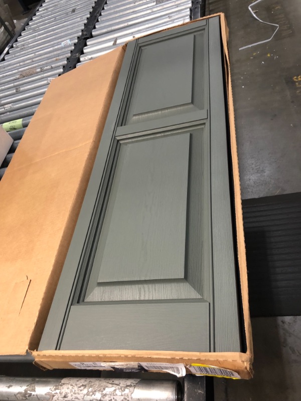 Photo 3 of 15 Inch x 47 Inch Standard Raised Panel Exterior Vinyl Shutter, Heritage Green (Pair)
