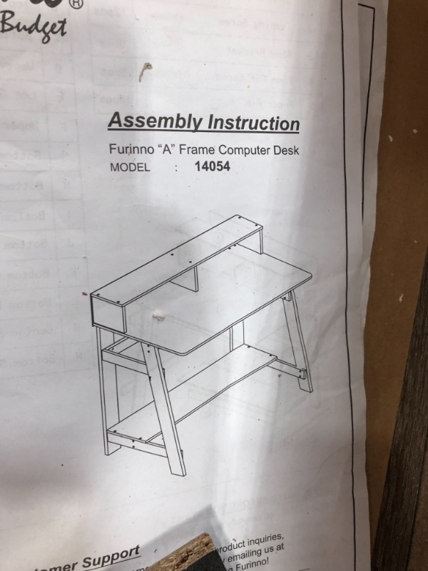 Photo 3 of Furinno Simplistic A Frame Computer Desk, Black/French Oak Grey
